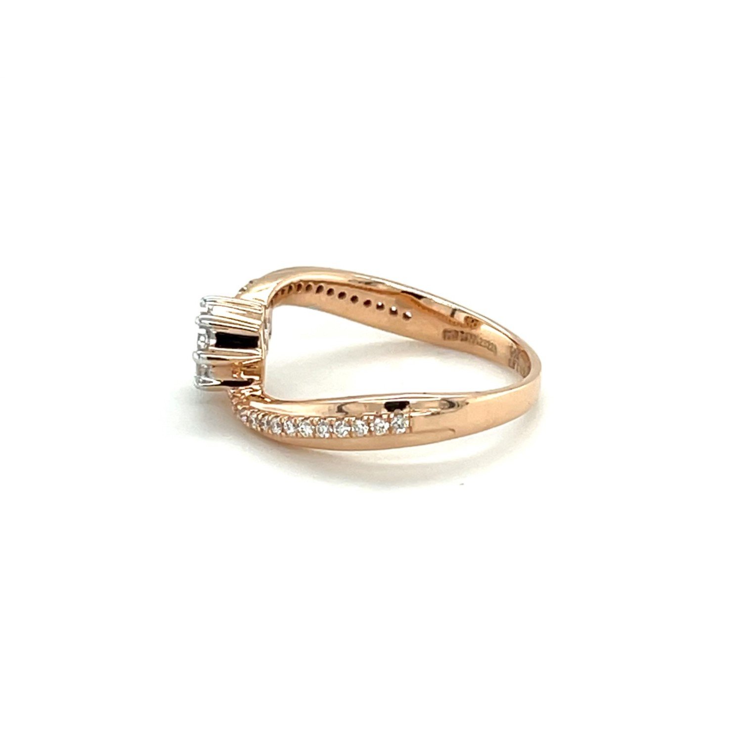 Diamond Twist Ring with Floral Accent